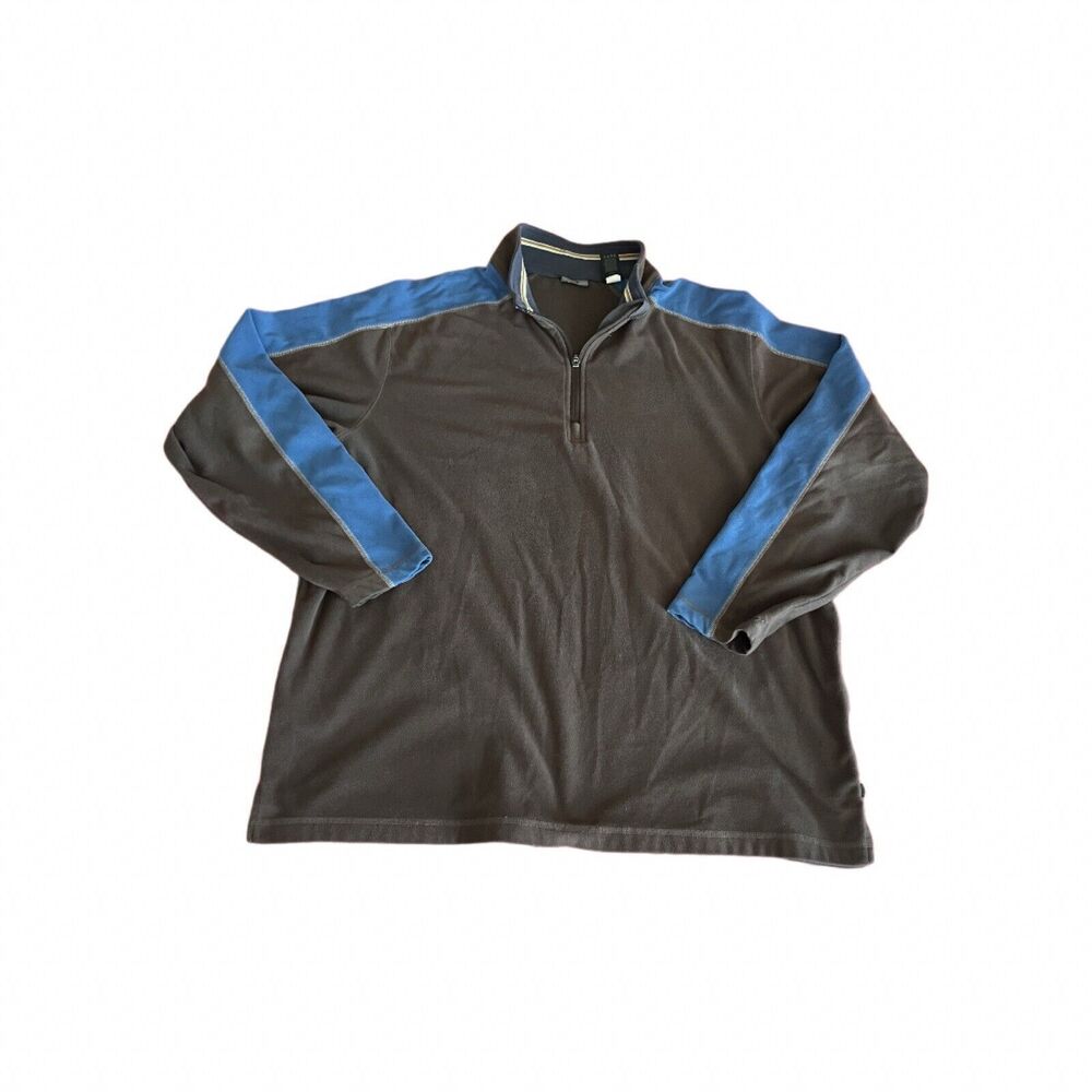 REI CO-OP 1/4 Zip Fleece Pullover Jacket, Men Sz XL, Blue Brown Sweater Hiking